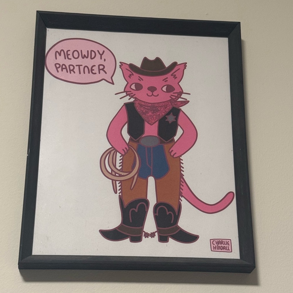 Pink Cowboy Cat Art Print
